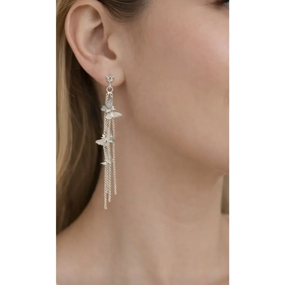 Lonna & Lilly Silver Chain Butterfly Earrings New